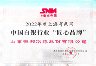2022年度上海有色網中國白銀行業“匠心品牌”